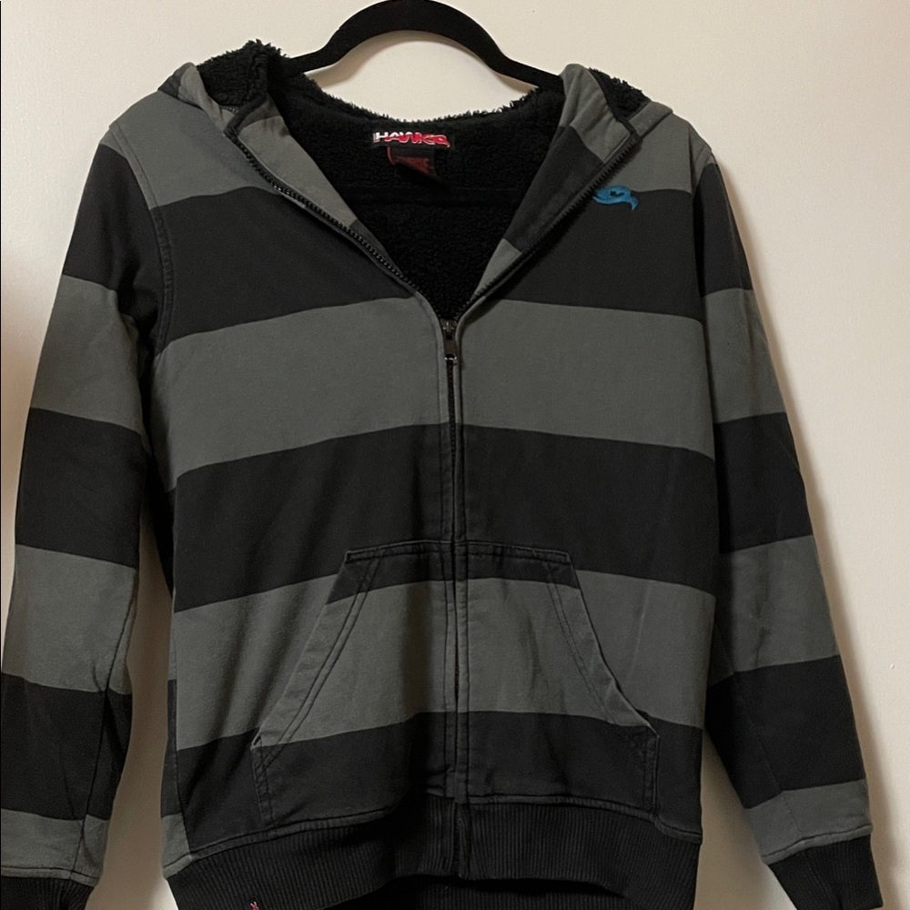 Tony Hawk Boys Lined Black and Gray Striped Hoodie